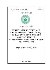 Luận án Nghiên cứu về thực vật, thành phần hóa học và một số tác dụng sinh học của cây Lạc tân phụ (Astilbe rivularis Buch.-Ham. ex D. Don, họ Saxifragaceae)