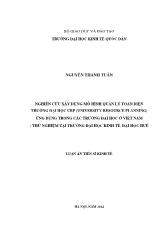 Luận án Nghiên cứu xây dựng mô hình Quản lý toàn diện trường đại học URP (University Resource Planning) ứng dụng trong các trường đại học ở Việt Nam - Thử nghiệm tại Trường Đại học Kinh tế, Đại học Huế