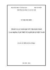 Luận án Pháp luật giải quyết tranh chấp lao động tập thể về lợi ích ở Việt Nam