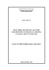 Luận án Phát triển môi trường giao tiếp cho sinh viên sư phạm ở các trường cao đẳng miền núi phía bắc