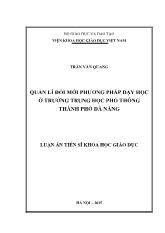 Luận án Quản lí đổi mới phương pháp dạy học ở trường trung học phổ thông thành phố Đà Nẵng
