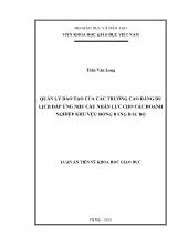 Luận án Quản lý đào tạo của các trường Cao đẳng du lịch đáp ứng nhu cầu nhân lực cho các doanh nghiệp khu vực đồng bằng Bắc Bộ