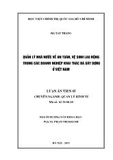 Luận án Quản lý nhà nước về an toàn, vệ sinh lao động trong các doanh nghiệp khai thác đá xây dựng ở Việt Nam