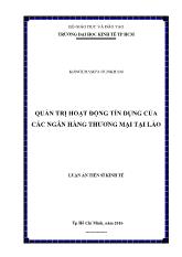 Luận án Quản trị hoạt động tín dụng của các ngân hàng thương mại tại Lào