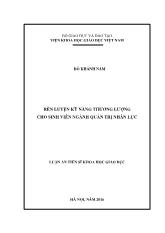 Luận án Rèn luyện kỹ năng thương lượng cho sinh viên ngành quản trị nhân lực