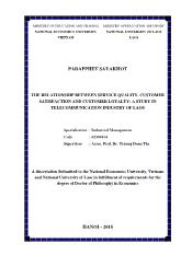 Luận án The relationship between service quality, customer satisfaction and customer loyalty: a study in telecommunication industry of Laos