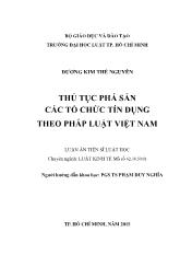 Luận án Thủ tục phá sản các tổ chức tín dụng theo pháp luật Việt Nam