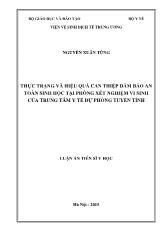 Luận án Thực trạng và hiệu quả can thiệp đảm bảo an toàn sinh học tại phòng xét nghiệm vi sinh của trung tâm y tế dự phòng tuyến tỉnh