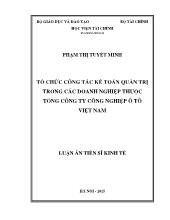 Luận án Tổ chức công tác kế toán quản trị trong các doanh nghiệp thuộc Tổng công ty công nghiệp ô tô Việt Nam