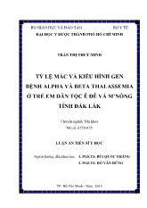 Luận án Tỷ lệ mắc và kiểu hình gen bệnh Alpha và Beta thalassemia ở trẻ em dân tộc Ê Đê và M’nông tỉnh Đắk Lắk