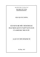 Luận án Xây dựng hệ tiêu chí đánh giá hoạt động quản lý quỹ ngân sách của kho bạc nhà nước