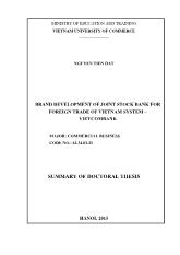 Tóm tắt Luận án Brand development of joint stock bank for foreign trade of Vietnam system – Vietcombank