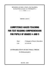 Tóm tắt Luận án Competence-Based teaching for text reading comprehension for pupils of grades 4 and 5