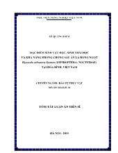 Tóm tắt Luận án Đặc điểm sinh vật học, sinh thái học và khả năng phòng chống sâu ăn lá hồng ngọt Hypocala subsatura Guenee (Lepidoptera: Noctuidae) tại Hòa Bình, Việt Nam