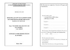 Tóm tắt Luận án Designing quality management model of passenger transport service by railway in Vietnam