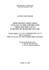 Tóm tắt Luận án Hình thành và phát triển năng lực tự học cho học sinh trong dạy học Vật lý ở trường dự bị đại học dân tộc