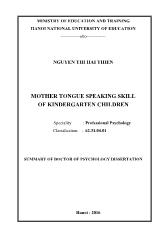 Tóm tắt Luận án Mother tongue speaking skill of kindergarten children