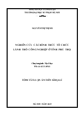 Tóm tắt Luận án Nghiên cứu các hình thức tổ chức lãnh thổ công nghiệp ở tỉnh Phú Thọ