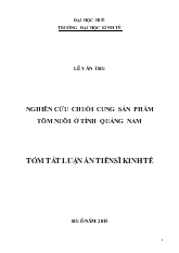 Tóm tắt Luận án Nghiên cứu chuỗi cung sản phẩm tôm nuôi ở tỉnh Quảng Nam