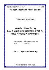 Tóm tắt Luận án Nghiên cứu điều trị bàn chân khoèo bẩm sinh ở trẻ em theo phương pháp ponseti
