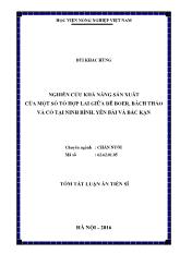 Tóm tắt Luận án Nghiên cứu khả năng sản xuất của một số tổ hợp lai giữa dê Boer, Bách Thảo và Cỏ tại Ninh Bình, Yên Bái và Bắc Kạn