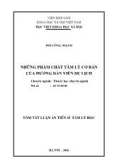 Tóm tắt Luận án Những phẩm chất tâm lý cơ bản của hướng dẫn viên du lịch