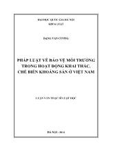 Tóm tắt Luận án Pháp luật về bảo vệ môi trường trong hoạt động khai thác, chế biến khoáng sản ở Việt Nam