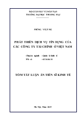 Tóm tắt Luận án Phát triển dịch vụ tín dụng của các công ty tài chính ở Việt Nam