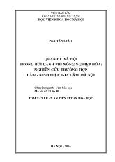 Tóm tắt Luận án Quan hệ xã hội trong bối cảnh phi nông nghiệp hóa: Nghiên cứu trường hợp làng Ninh Hiệp, Gia Lâm, Hà Nội