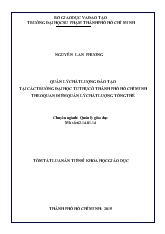Tóm tắt Luận án Quản lý chất lượng đào tạo tại các trường đại học tư thục ở TP.HCM theo quan điểm quản lý chất lượng tổng thể