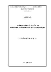 Tóm tắt Luận án Quản trị vốn chủ sở hữu tại Ngân hàng thương mại cổ phần Quân Đội (MB)