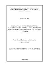 Tóm tắt Luận án Research and develop the control algorithms using artifical neural network to estimate motor parameters and control AC motors