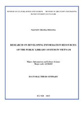 Tóm tăt Luận án Research on developing information resources\ of the public library system in vietnam