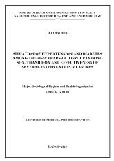 Tóm tắt Luận án Situation of hypertension and diabetes among the 40-59 years-old group in Dong Son, Thanh Hoa and effectiveness of several intervention measures