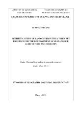 Tóm tắt Luận án Synthetic study of land cover in thua thien hue province for the development of sustainable agriculture and forestry