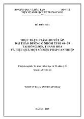 Tóm tắt Luận án Thực trạng tăng huyết áp, đái tháo đường ở nhóm tuổi 40 - 59 tại Đông Sơn, Thanh Hóa và hiệu quả một số biện pháp can thiệp