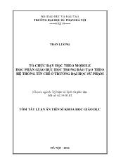 Tóm tắt Luận án Tổ chức dạy học theo module học phần giáo dục học trong đào tạo theo hệ thống tín chỉ ở trường Đại học sư phạm