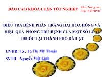 Khóa luận Điều tra bệnh phấn trắng hại hoa hồng và hiệu quả phòng trừ bệnh của một số loại thuốc tại thành phố Đà Lạt