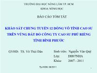 Khóa luận Khảo sát chung tuyển 12 dòng vô tính cao su trên vùng đất đỏ Công ty Cao su Phú Riềng tỉnh Bình Phước