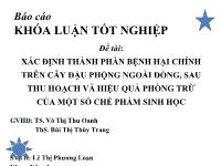 Khóa luận Xác định thành phần bệnh hại chính trên cây đậu phộng ngoài đồng, sau thu hoạch và hiệu quả phòng trừ của một số chế phẩm sinh học