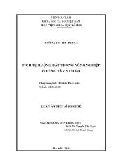 Luận án Tích tụ ruộng đất trong nông nghiệp ở vùng Tây Nam Bộ
