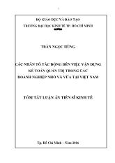 Tóm tắt Luận án Các nhân tố tác động đến việc vận dụng kế toán quản trị trong các doanh nghiệp nhỏ và vừa tại việt nam