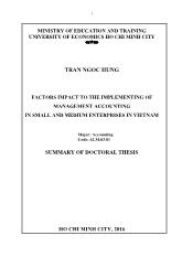 Tóm tắt Luận án Factors impact to the implementing of management accounting in small and medium enterprises in Vietnam