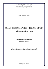Tóm tắt Luận án Quan hệ Singapore - Trung Quốc từ 1990 đến 2010