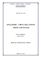 Tóm tắt Luận án Singapore - China relations from 1990 to 2010