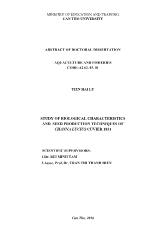 Tóm tắt Luận án Study of biological characteristics and seed production techniques of channa lucius cuvier 1831