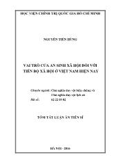 Tóm tắt Luận án Vai trò của an sinh xã hội đối với tiến bộ xã hội ở Việt Nam hiện nay