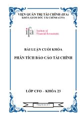 Bài luận cuối khóa phân tích Báo cáo tài chính