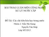 Đề tài Các chỉ tiêu hóa học trong nước