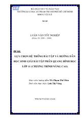 Đề tài Lựa chọn hệ thống bài tập và hướng dẫn học sinh giải bài tập phần quang hình học lớp 11 (chương trình nâng cao)